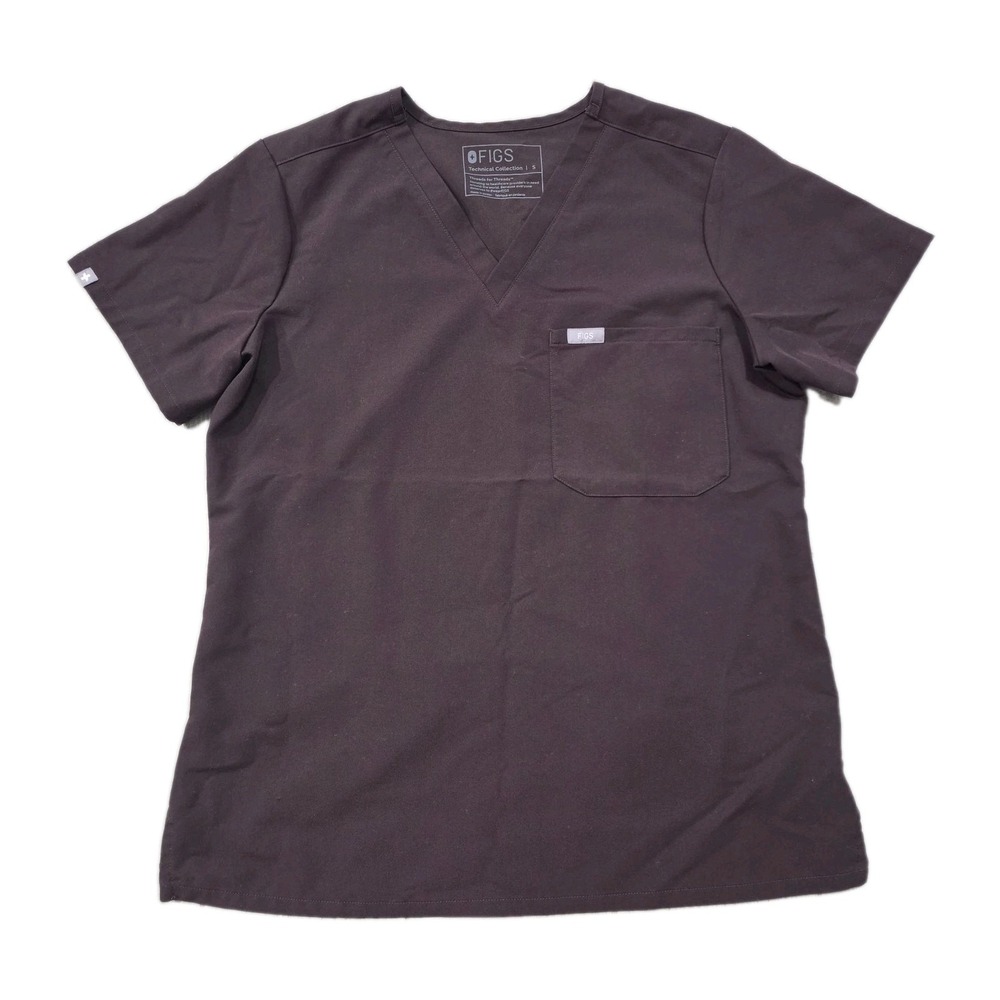 FIGS Women's Small Catarina V-neck Scrubs Shirt Top Small Brown Dirty Chai